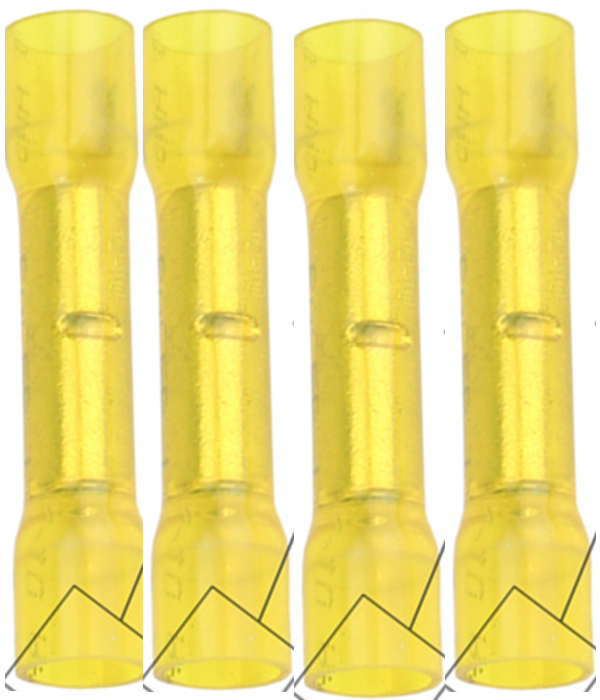 Heat Shrink Crimp Butt Connectors AWG 12-10 (Pack Of 4) Yellow