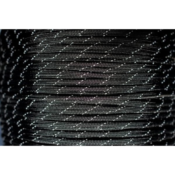 USA Made 550 Paracord With Reflective Tracer Black (Per Foot)