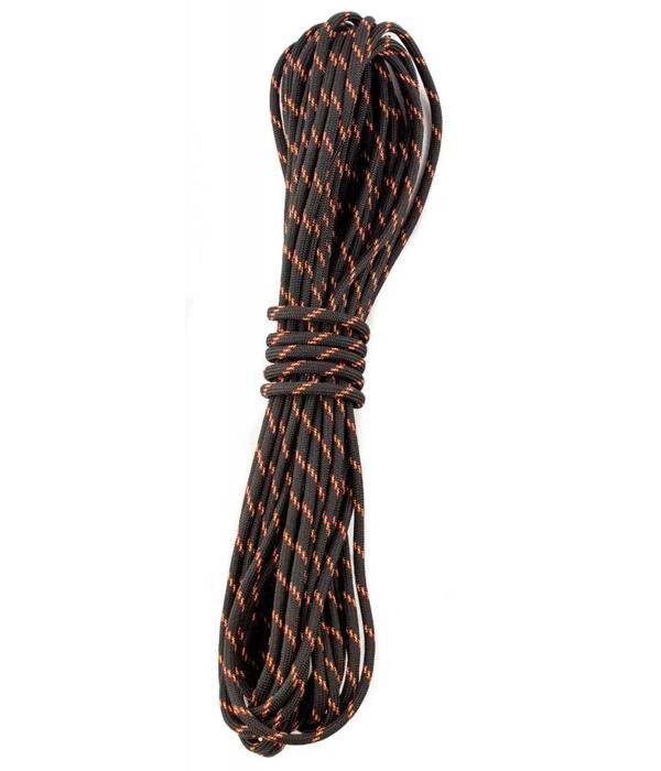 YakAttack USA Made 550 Paracord With Reflective Tracer Black/Orange 35'