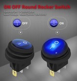 Switch Round Rocker Lighted Toggle Switch Waterproof Blue 20A