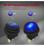 Switch Round Rocker Lighted Toggle Switch Waterproof Blue 20A