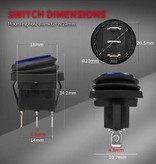 Switch Round Rocker Lighted Toggle Switch Waterproof Blue 20A