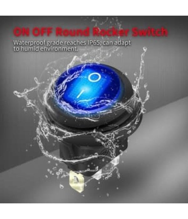 Switch Round Rocker Lighted Toggle Switch Waterproof Blue 20A