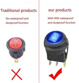 Switch Round Rocker Lighted Toggle Switch Waterproof Blue 20A