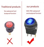 Switch Round Rocker Lighted Toggle Switch Waterproof Blue 20A