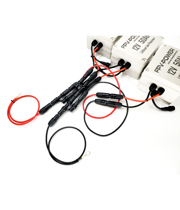 FPV-Power 12V 150Ah V3 Waterproof Lithium Batteries Wired In Parallel With 3-10Ah Chargers (3-50Ah Batteries)