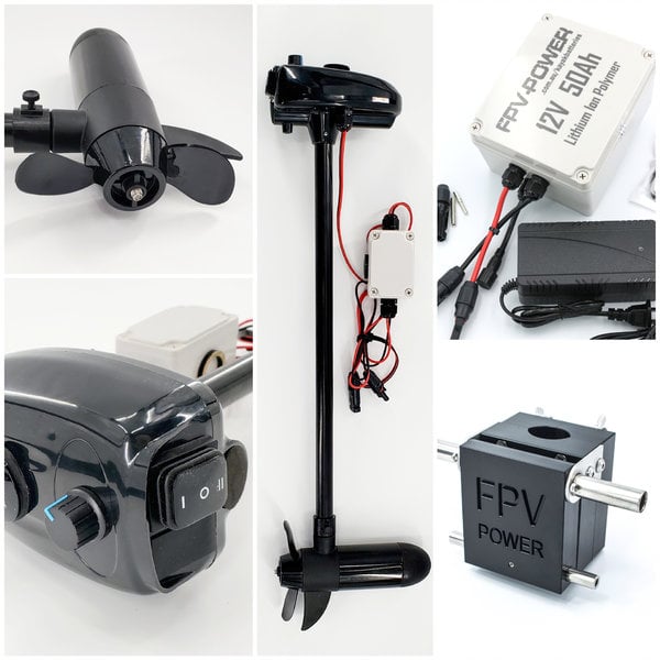 28lb Thrust Trolling Motor, 50Ah  Battery +  Hobie Motor Mount Combo Pack