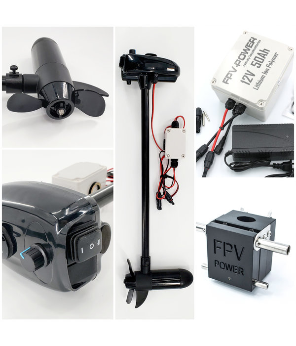 FPV-Power 28lb Thrust Trolling Motor, 50Ah  Battery +  Hobie Motor Mount Combo Pack