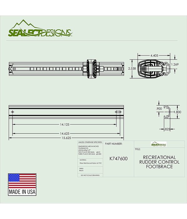 Sealect Designs Foot Brace Recreational With Rudder Control Standard