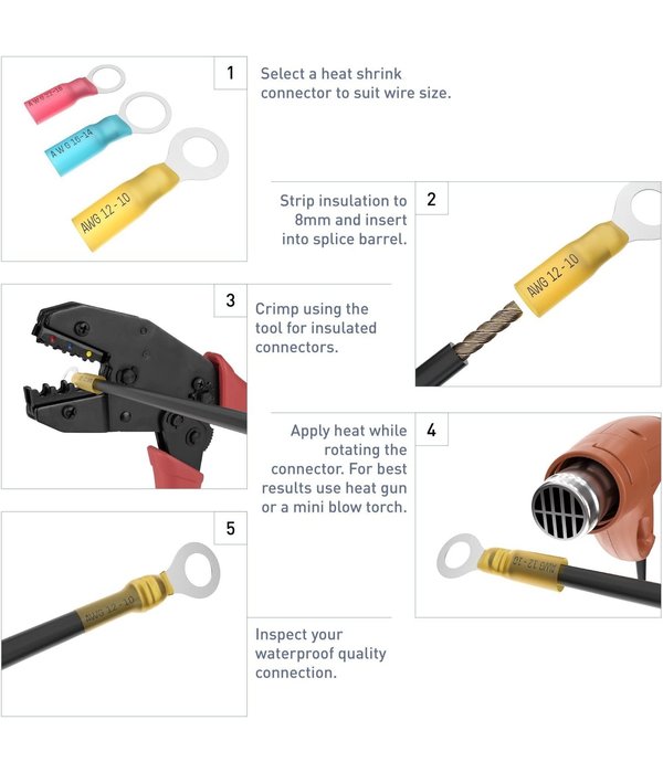 Heat Shrink Ring Terminals 3/8"