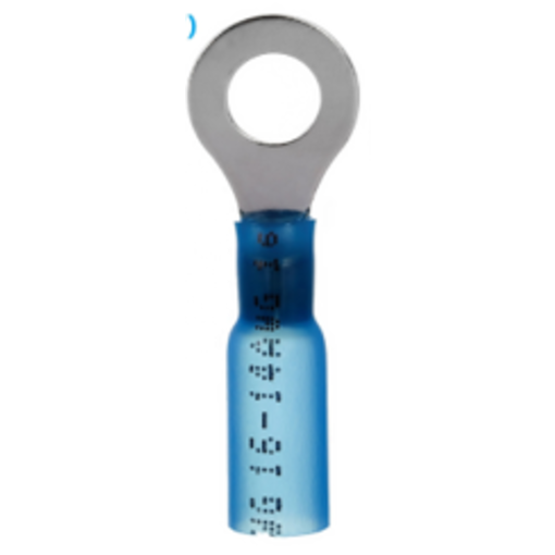 Heat Shrink Ring Terminals 16-14 Awg 3/8"  Blue Ring Terminal (Single)