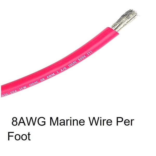 8 AWG Red Marine Grade Wire  ( Per Foot)