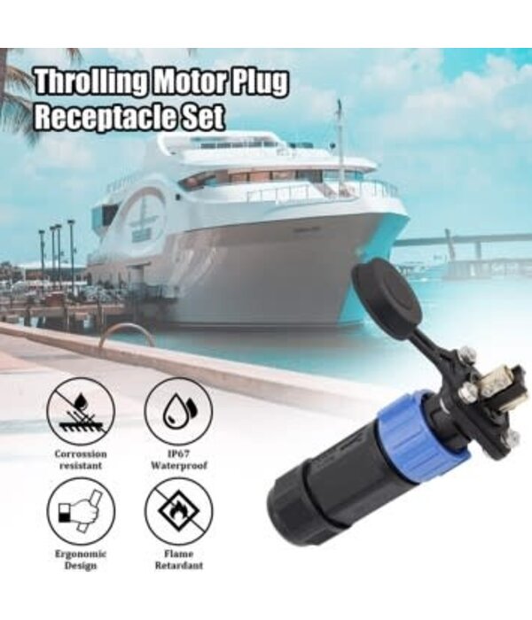 Trolling Motor Plug Receptacle Set Waterproof Marine Connector Self Lock  12V 24V