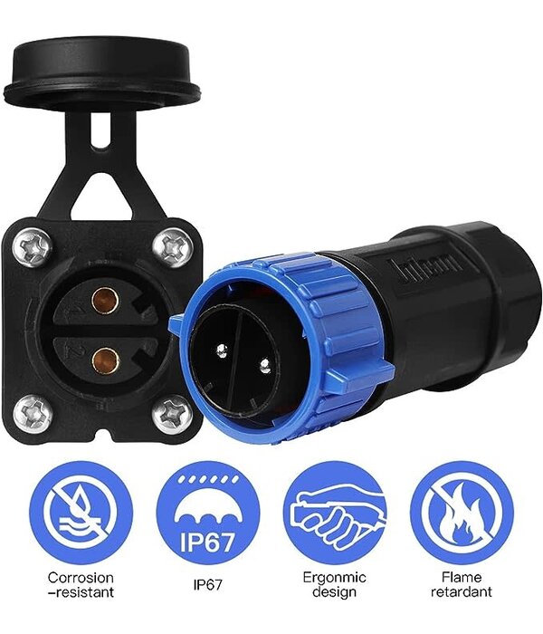 Waterproof Trolling Motor Plug & Receptacle M25-2PIn (12/24/36/48 Volts) (Pack Of 2)
