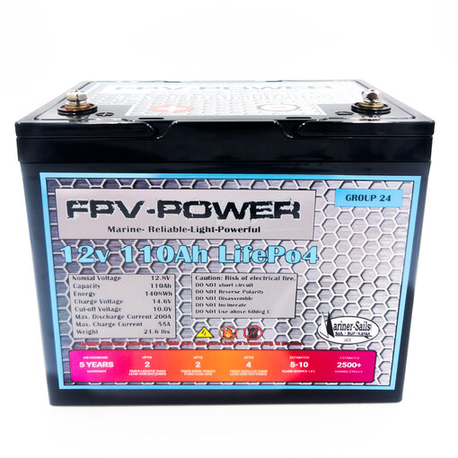 FPV-Power 12V 110Ah LiFePO4 Group 24 Lithium Battery