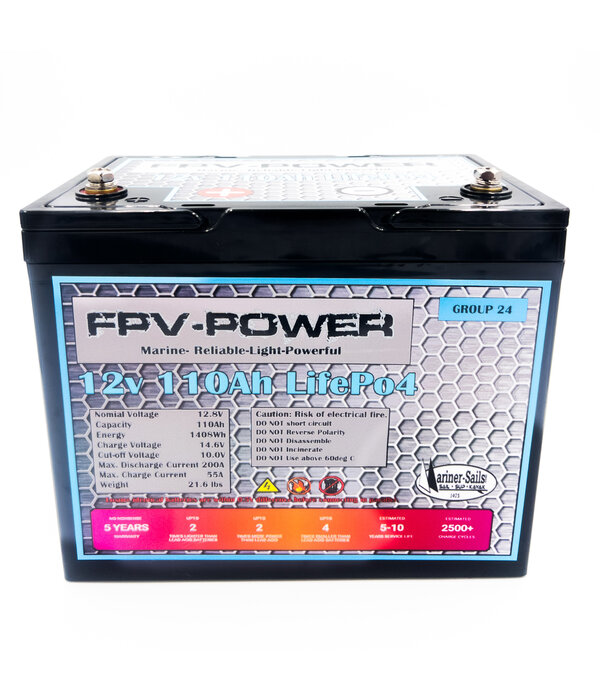 FPV-Power 12V 110Ah LiFePO4 Group 24 Lithium Battery