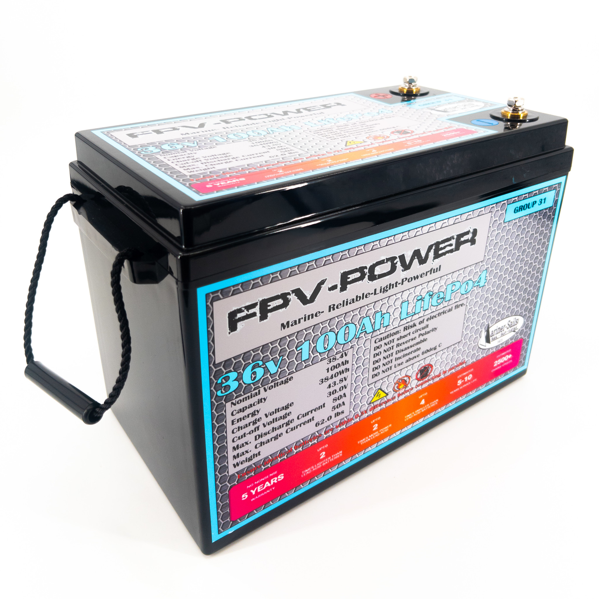 36V LiFePO4 Battery 100Ah, Rechargeable Lithium Batteries with Upgraded  100A BMS, Graded A Cells, Over 8000+ Deep Cycle, Perfect for Marine, Solar