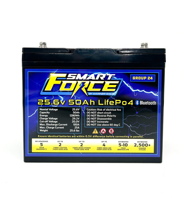 Smart Force 25.6V 50Ah LifePO4 Battery With Bluetooth