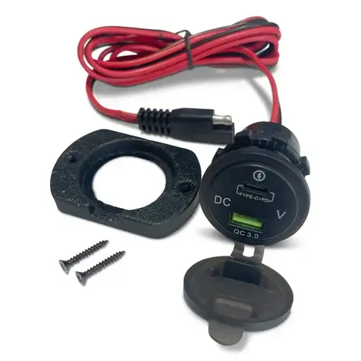 YakPower Dual USB-C And USB QC3.0 Fast Charging Port With Voltmeter