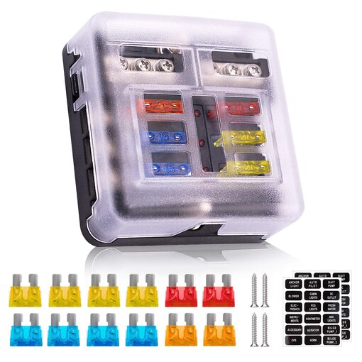 Mariner Sails 2V Fuse Box 12Volt Blade Fuse Block
