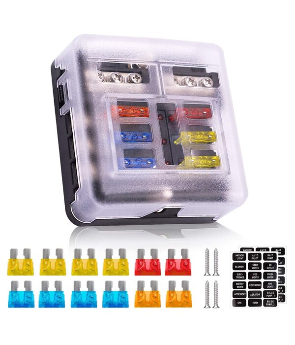 Mariner Sails 2V Fuse Box 12Volt Blade Fuse Block