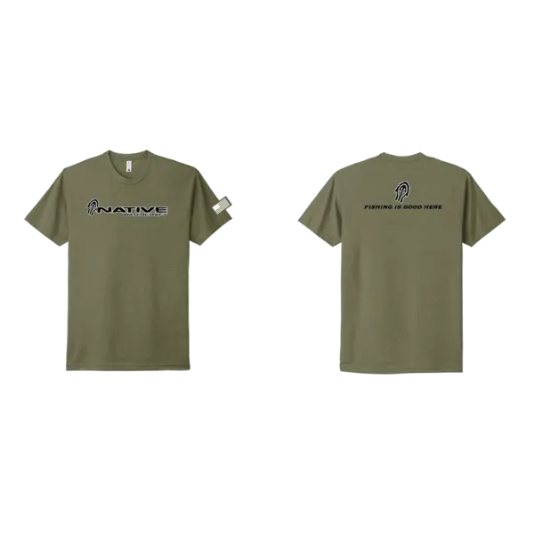(Closeout) "Native Watercraft" Slogan T-Shirt Fishing Is Good Here