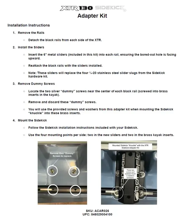 Bonafide XTR Adapter Kit For Sidekick