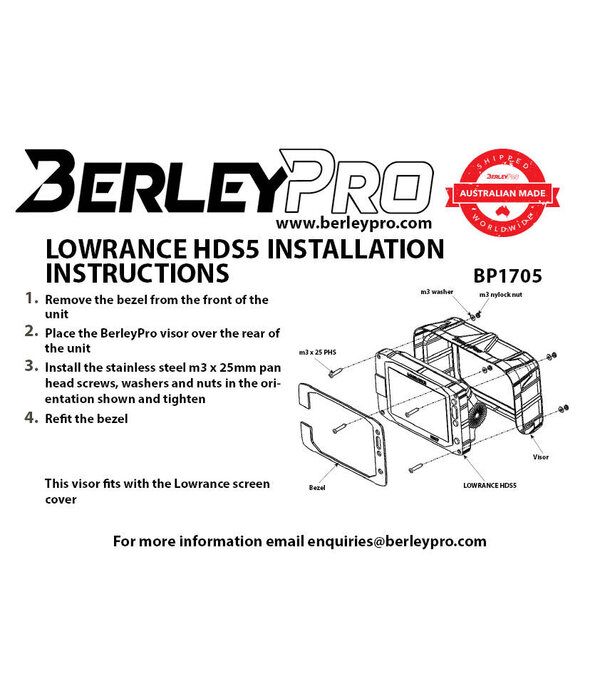 BerleyPro (Closeout) Lowrance HDS 5 Gen 1/2 Visor