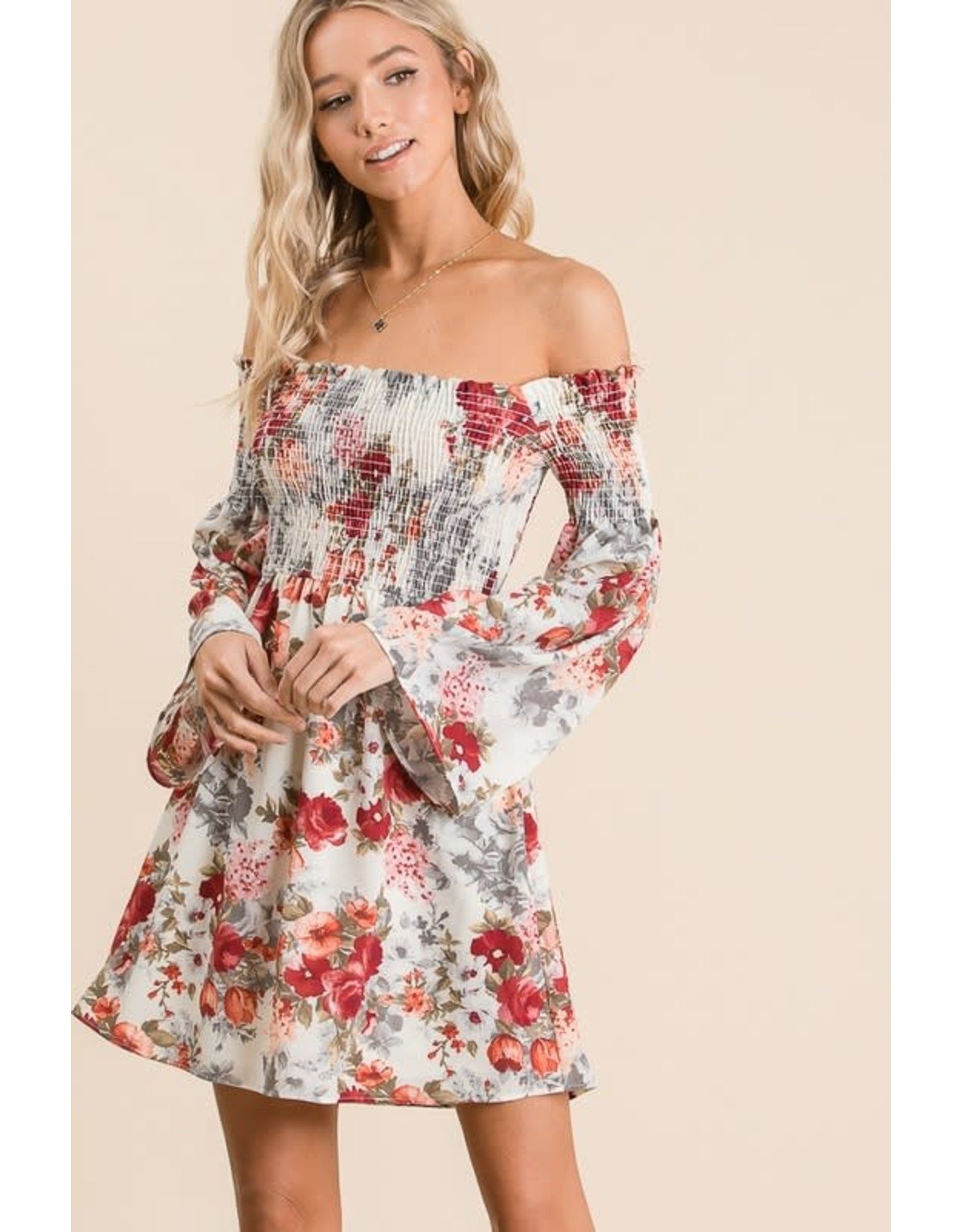 floral bell sleeve dress