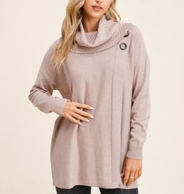 TLC button detail cowl sweater