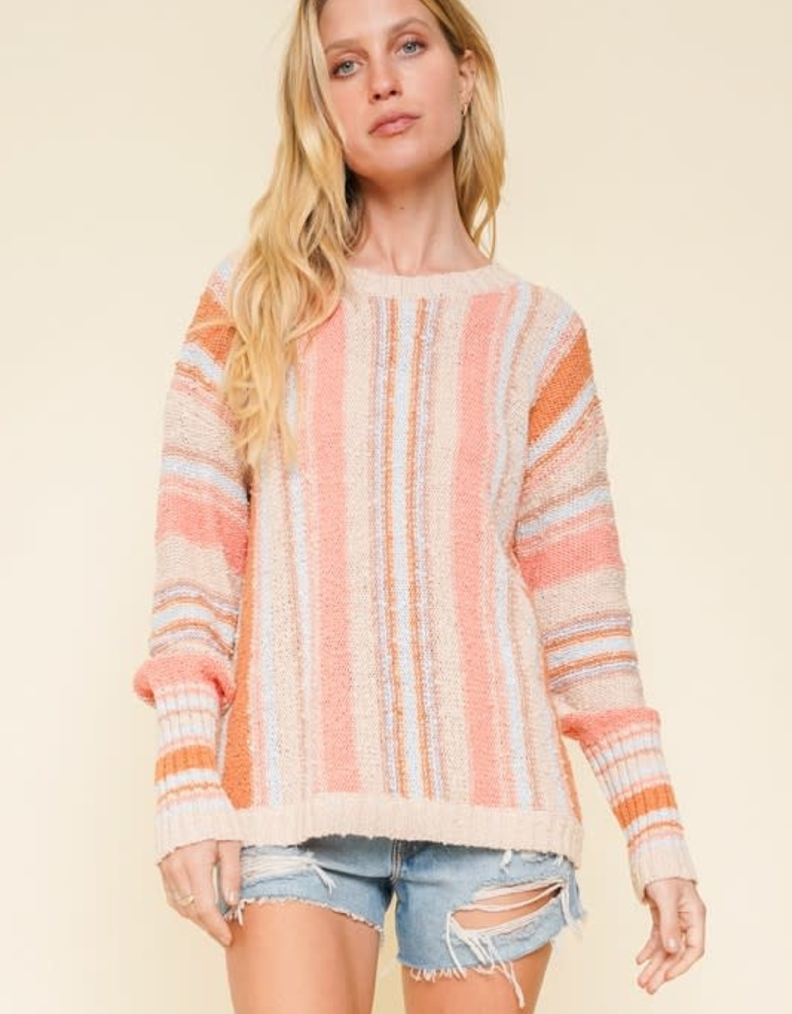 TLC Color stripe pullover sweater