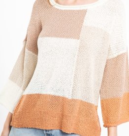 TLC Color block long sleeve knit top