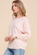 TLC Mixed Texture Sleeves Fine Gauge Sweater