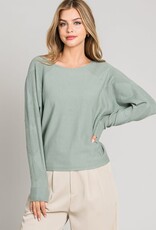 TLC Mixed Texture Sleeves Fine Gauge Sweater