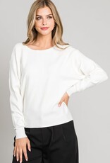 TLC Mixed Texture Sleeves Fine Gauge Sweater