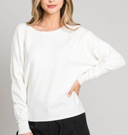 TLC Mixed Texture Sleeves Fine Gauge Sweater