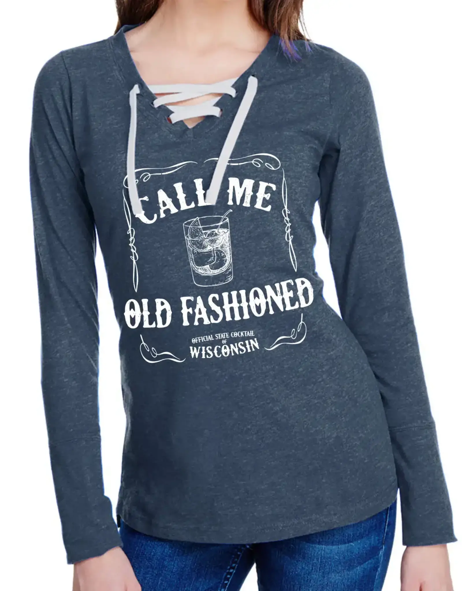 TLC Call me Old Fashion Long Sleeve lace up shirt