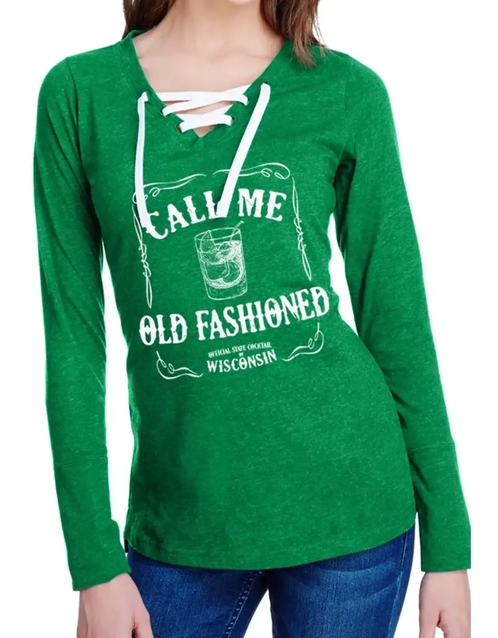 TLC Call me Old Fashion Long Sleeve lace up shirt