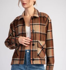 TLC PLAID PRINTED CROPPED SHACKET