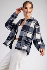 TLC PLAID PRINTED CROPPED SHACKET