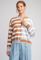 TLC COLOR BLOCK STRIPED PULLOVER SWEATER