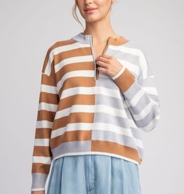 TLC COLOR BLOCK STRIPED PULLOVER SWEATER