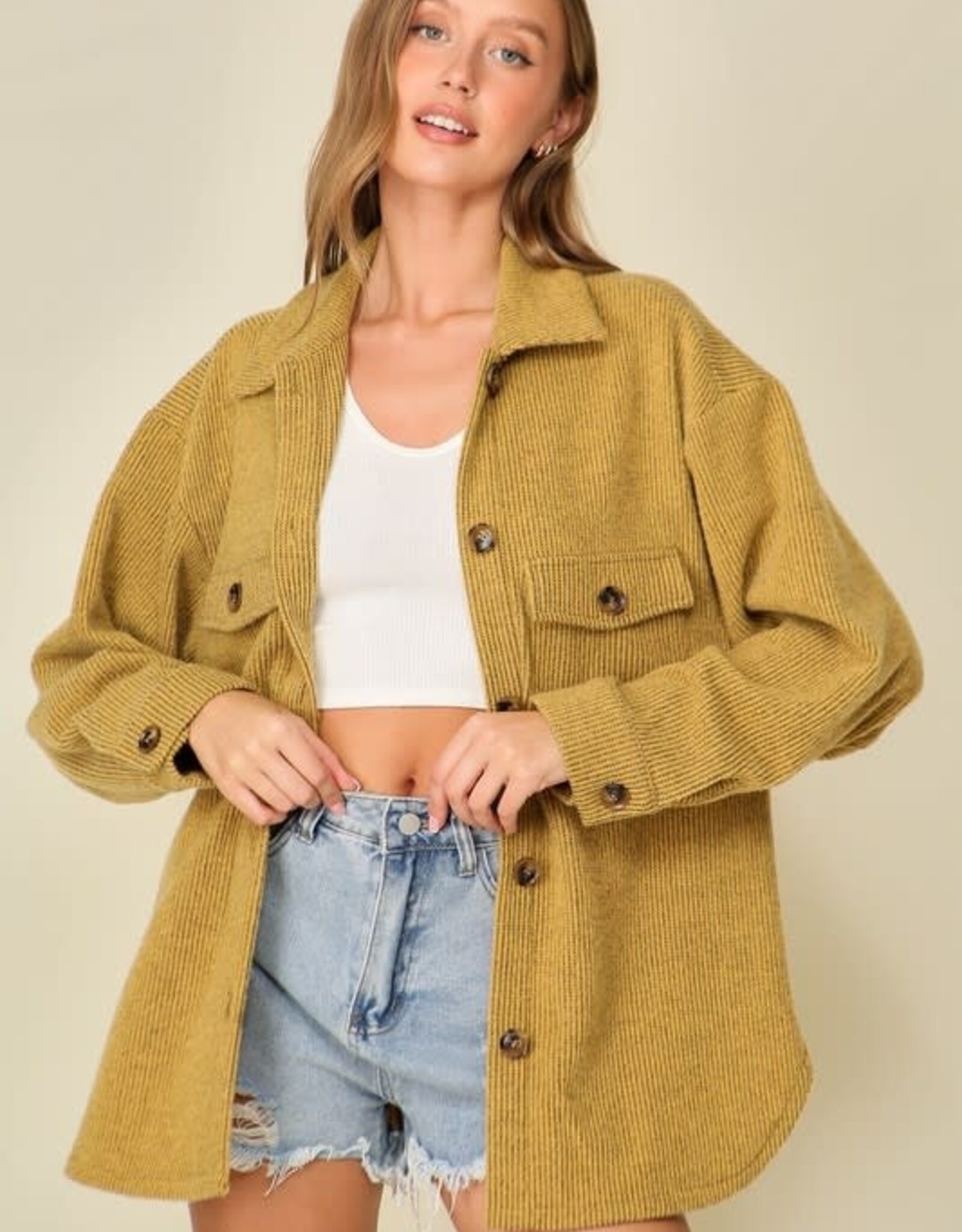 TLC Cozy brushed waffle oversized shacket