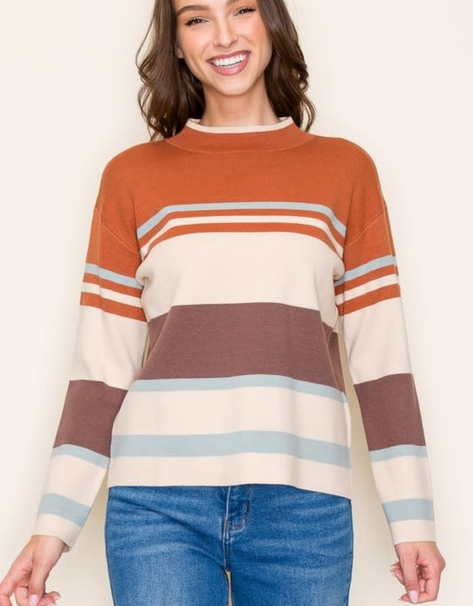 TLC MULTICOLOR STRIPED PULLOVER SWEATER
