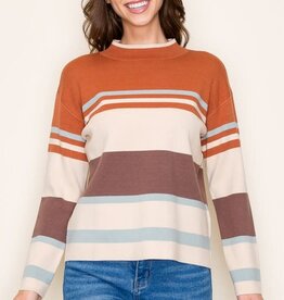 TLC MULTICOLOR STRIPED PULLOVER SWEATER