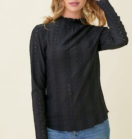 TLC Lettuce Edge Detail Textured Knit Top