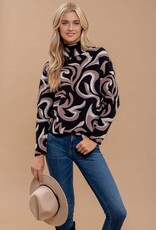 TLC MARBLE TURTLENECK LONG SLEEVE KNIT SWEATER