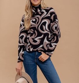 TLC MARBLE TURTLENECK LONG SLEEVE KNIT SWEATER