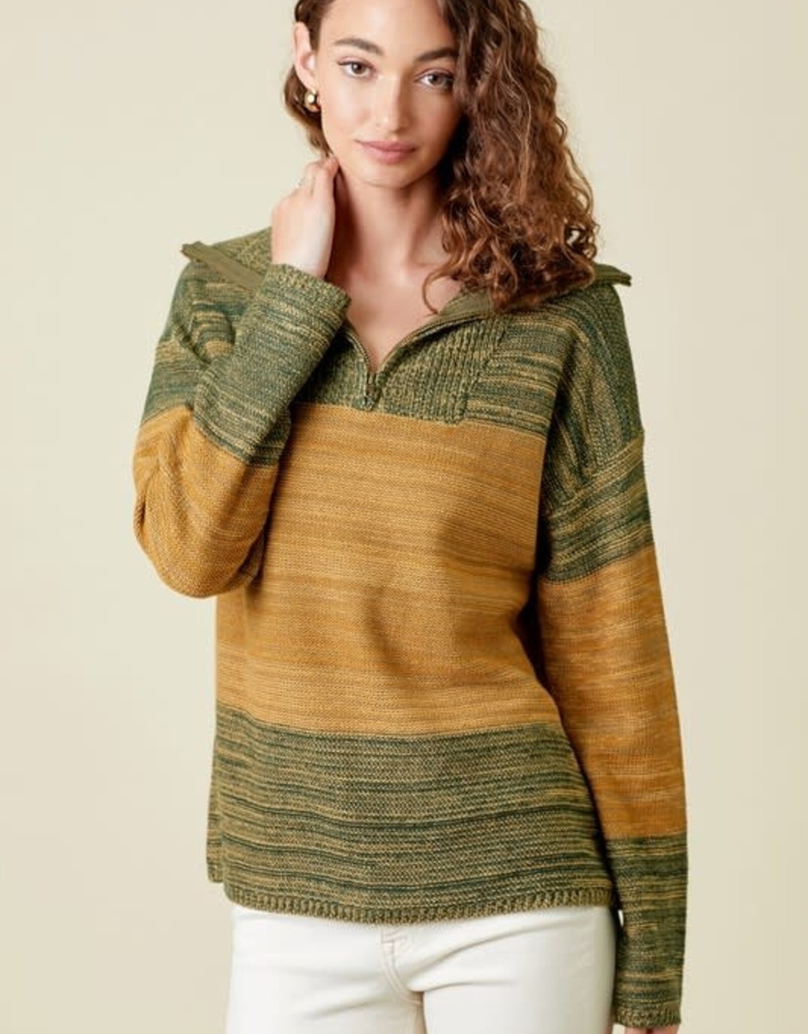 TLC Multi Color High Neck Sweater Top