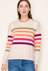 TLC MULTI COLOR STRIPE CREW NECK LONG SLEEVE PULLOVER